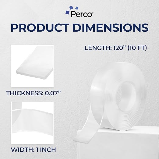 Perco Double Sided Mounting Tape Roll, Picture Hanging, DIY Projects, Custom