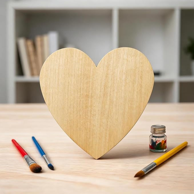 50PCS Wooden Heart, Made of Basswood, 4 Inch Unprocessed Wood Pieces, Natural