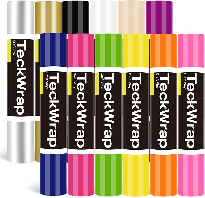 TECKWRAP Permanent Vinyl, Rainbow Sampler - 12in x 5ft Rolls 12 Colors