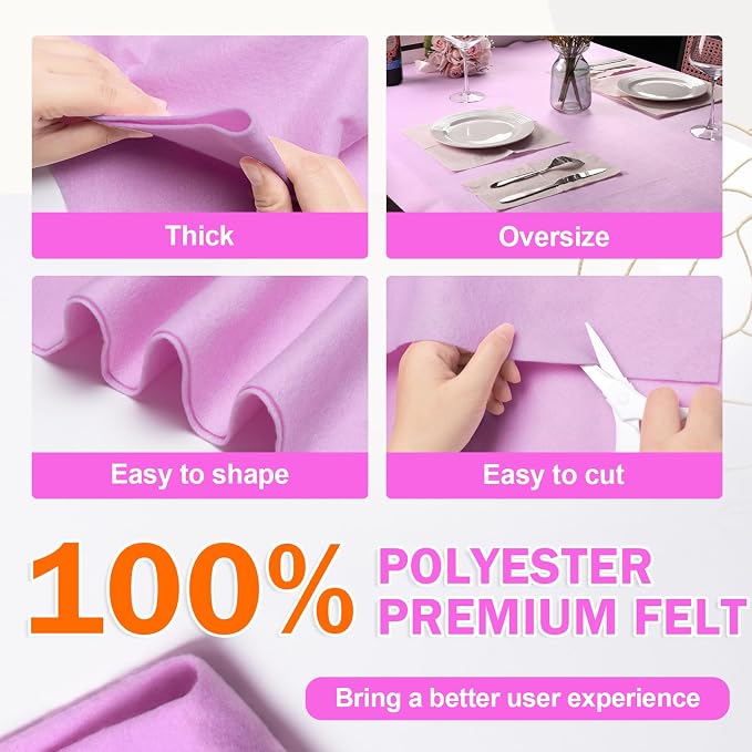 XSEINO Light Purple Large Felt Fabric 36" X 36 ", 1.4 mm Thick Soft Felt Fabric