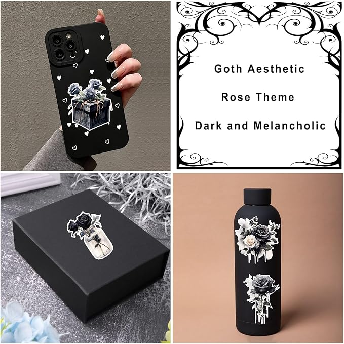 Dark Aesthetic Stickers 80 Pcs, Water Bottle Vinyl Waterproof Sticker