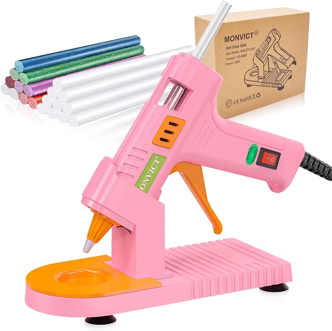 MONVICT Pink Hot Glue Gun Kit, Mini Glue Gun