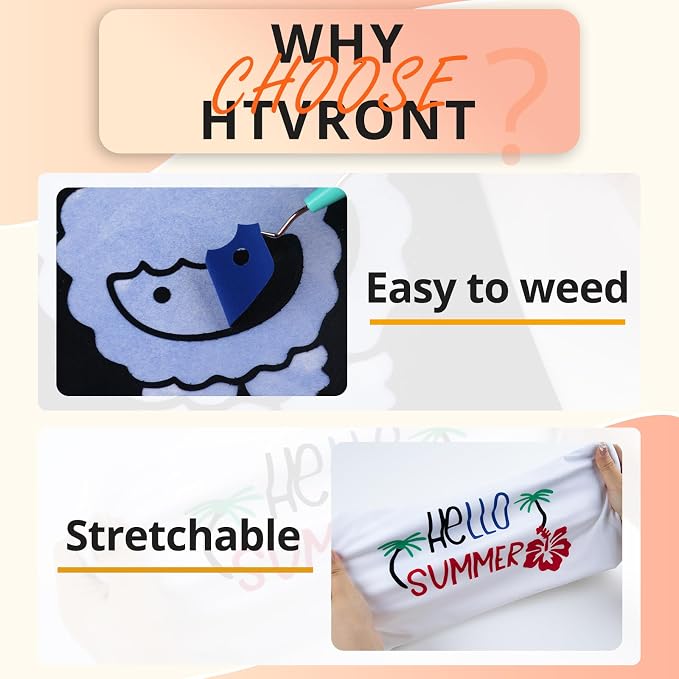 HTVRONT White Flock HTV Heat Transfer Vinyl-12 x 6FT Flock HTV Vinyl Roll