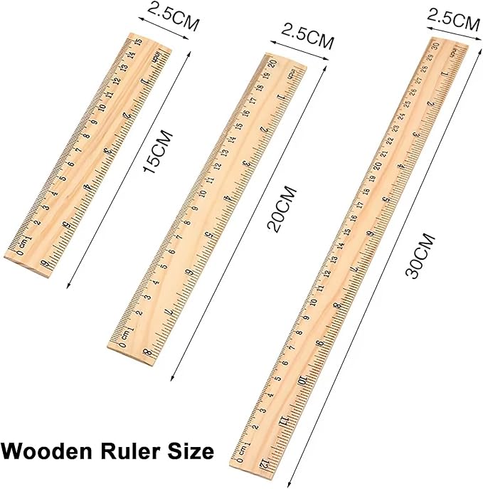 3 Pack Wooden Ruler Wood Ruler Measuring Tool | Wood Ruler