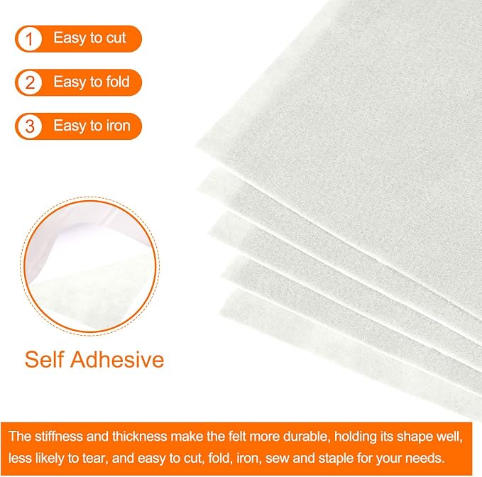 MECCANIXITY Adhesive Felt Sheets, Felt Fabric Crafts Back Adhesive Felt Sheets
