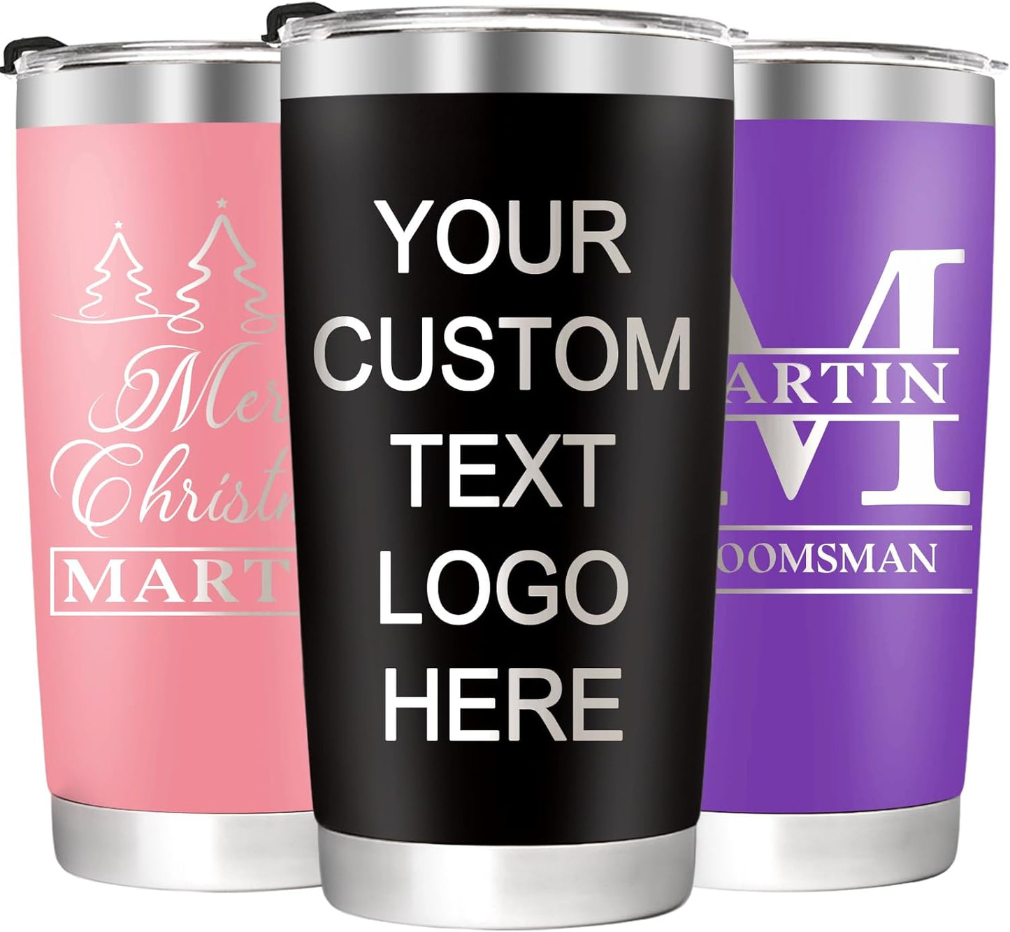 Personalized Tumbler with Engraved Name - Custom Coffee Tumblers with Lids and Straws, Made in USA 20 Oz Stainless Steel Travel Tumbler Personalized Gift for Birthday Christmas for Men Women Kids