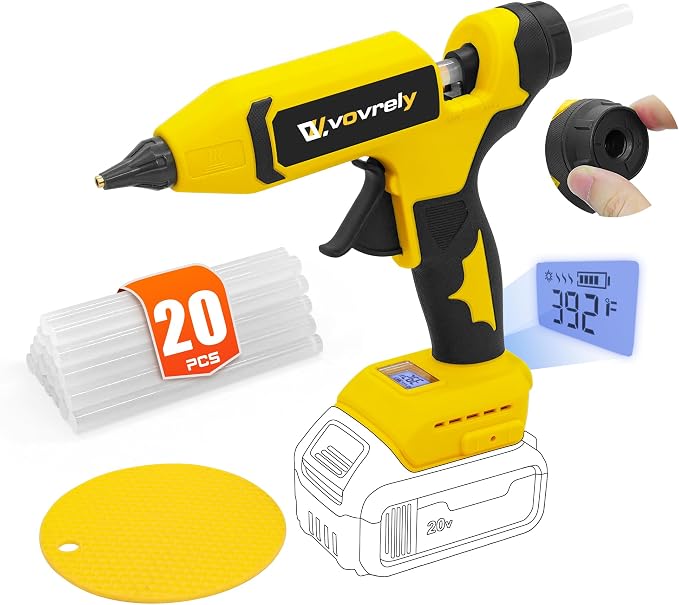 110W Cordless Hot Glue Gun for DeWalt 20V MAX Battery | Temp Adjust, Fast