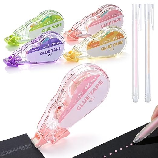 Scrapbook Tape Set, 4 Pack Double Sided Tape Roller