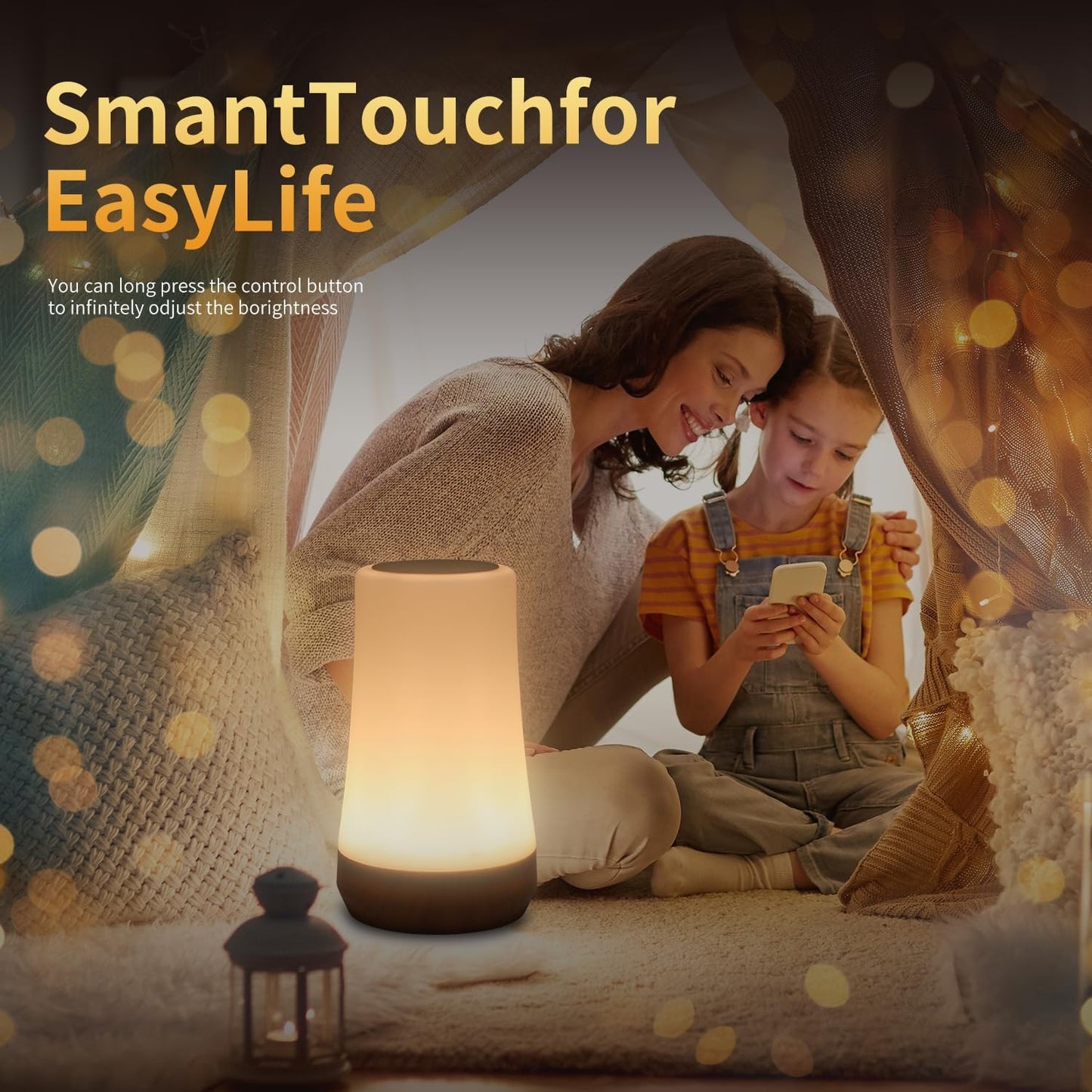 OORUN Touch Bedside Table Lamp,13 RGB Colors & 5 Brightness, USB Rechargeable Desk Lamp, Remote Control Dimmable Light with RGB Color Changing,Portable Lamp for Baby (F9)