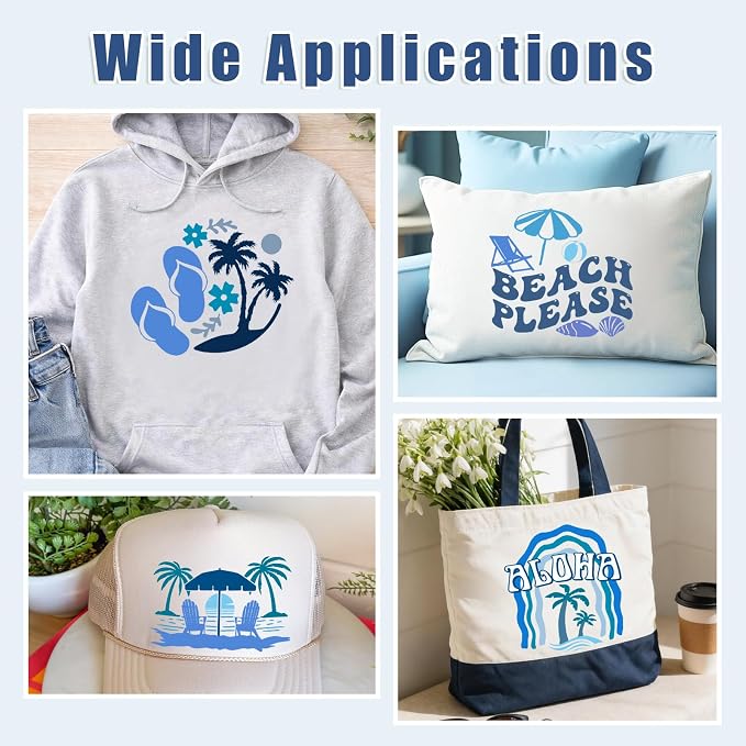 Tintnut Blue Heat Transfer Vinyl, 18 Sheets 12"x10" Iron on Vinyl | Blue tone