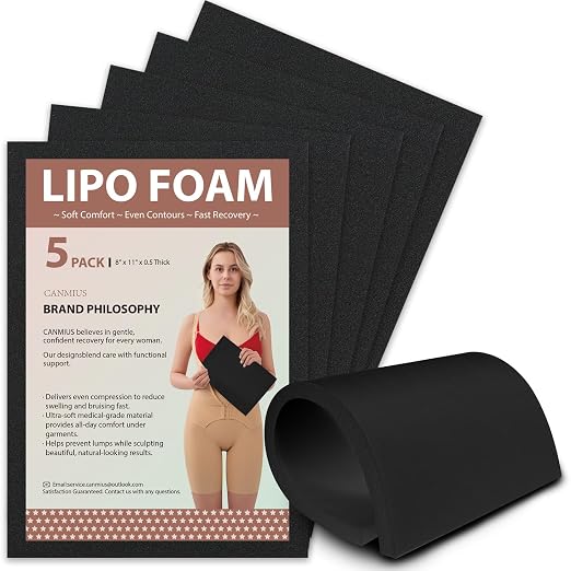 5 Pack Lipo Foam Pads, Tummy Tuck, Flattening Abdominal Compression Garments