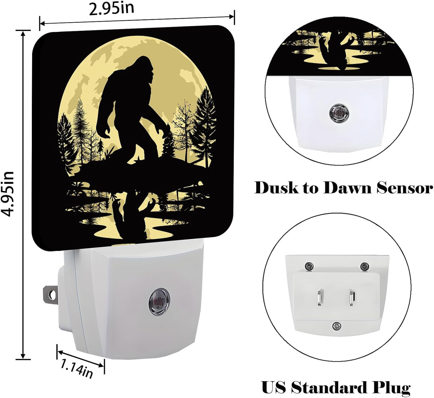 Big Foot Forest Moon Night Light,Plug-in Nightlights Auto Sensor Night Lamp Dusk-to-Dawn Lamp Home Decor for Nursery Children Girls Boys