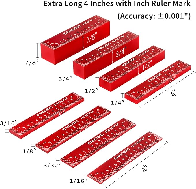 EANOSIC Setup Blocks Height Gauge Set, Bars Include Laser Engraved Size Markings