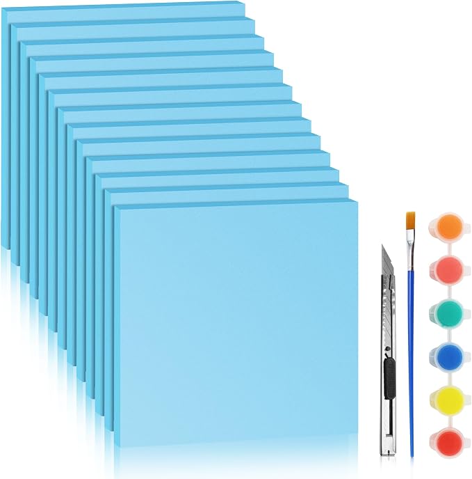 Blue 13 Pack 12x12x0.5 inch Foam Sheets 0.5 Inch Thick | Polystyrene Rectangles