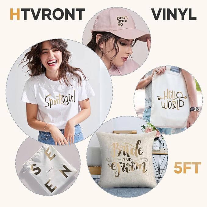 HTVRONT Gold Chrome Heat Transfer Vinyl