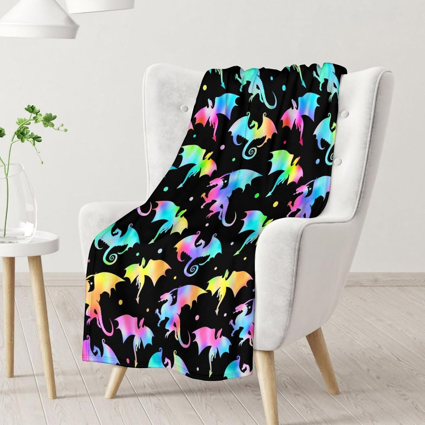 Dragon Blanket Gifts - 30x40 Inches Novelty Throw Blanket for Babies, Kids, Boys & Girls - Black Soft Fuzzy Blankets for Couch, Sofa & Bed