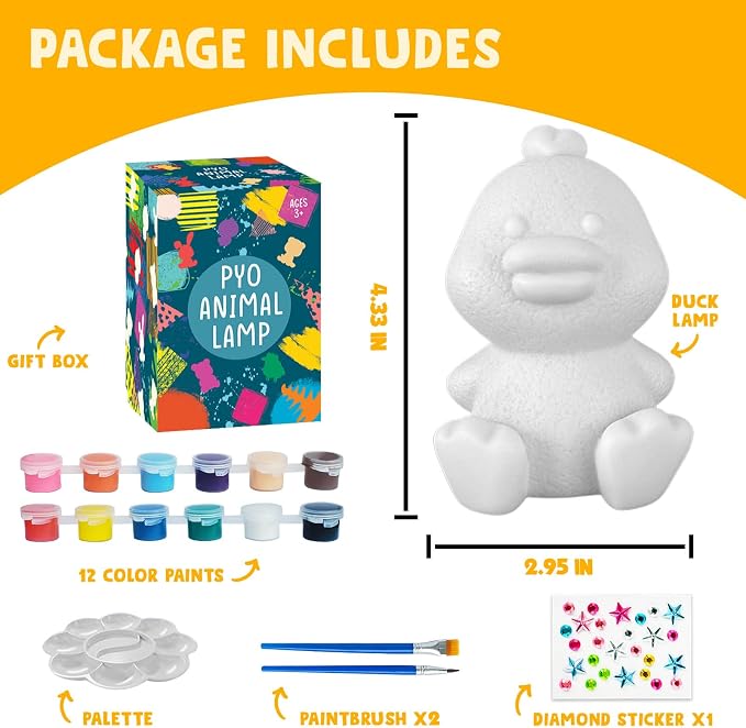 Goody King Paint Your Own Duck Lamp Kit, DIY Duck Night Light, Arts & Crafts