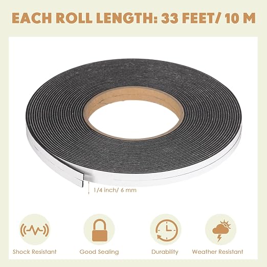 Tatuo 2 Rolls Double Sided Foam Tape PE Foam Tape Sponge Soft Mounting Adhesive