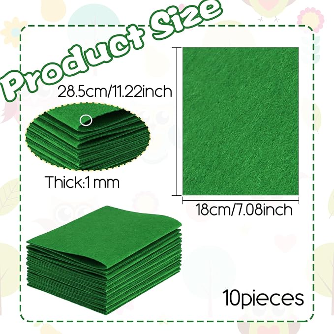 10Pcs Felt Sheets Fabric, 1mm | Polyester,
