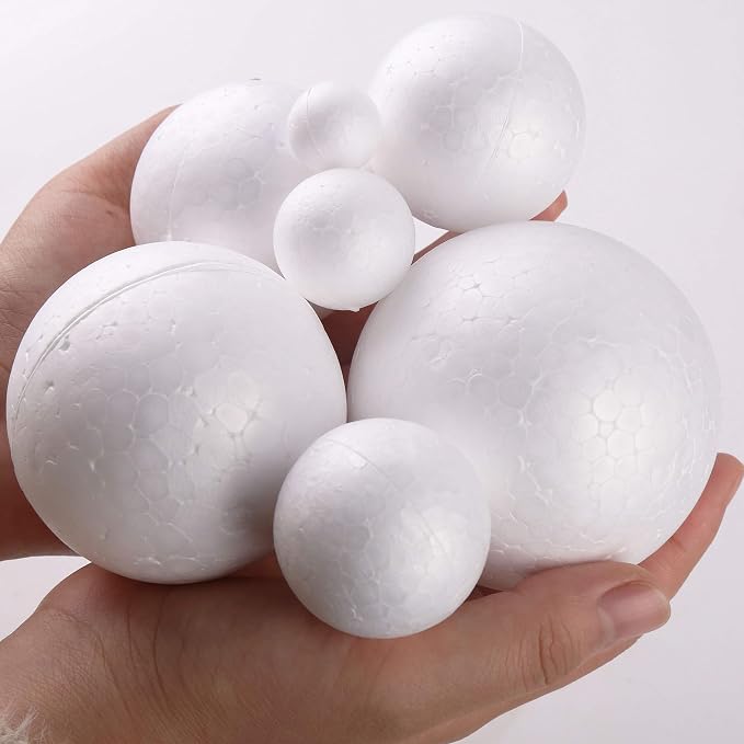 DIYASY 100 Pcs 2-8cm White Smooth Foam Balls