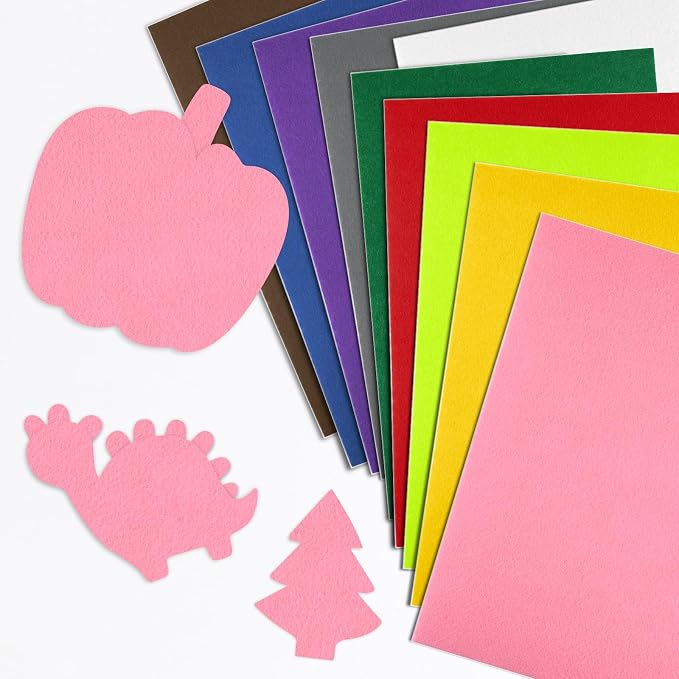 CHRORINE 10 Pcs Pink Felt Fabric Sheets Self Adhesive Felt Sheets 8 x 12 Inches