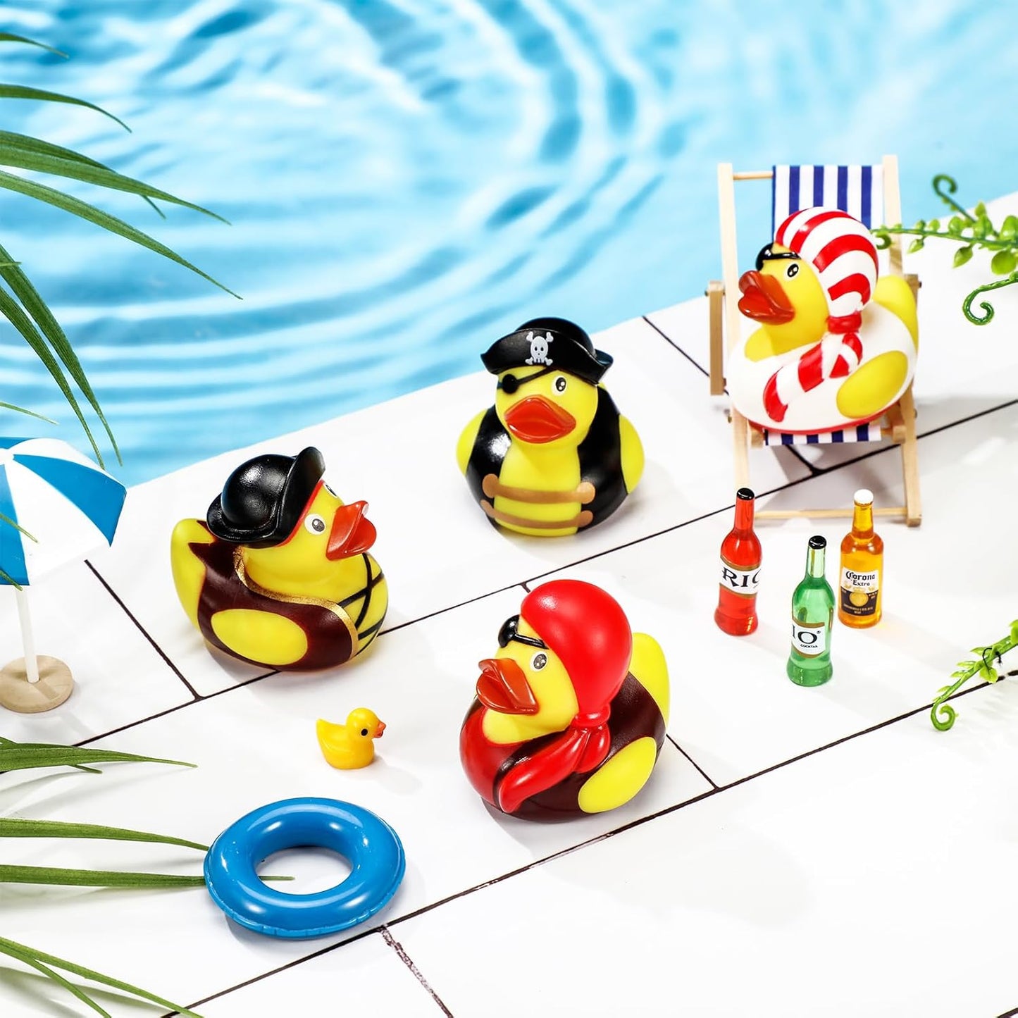Lewtemi 24 Pcs 2 Inch Mini Pirate Rubber Ducks Cruise Ducks for Hiding with Tags Cute Yellow Decor Bathtub Pool Pirate Party Favors for Carnival Supplies Birthday Party Favor Gifts