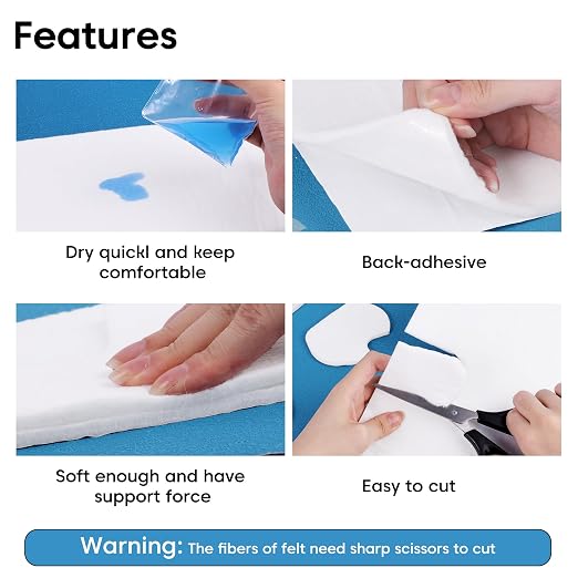 Pllieay Thickened Adhesive Felt Padding, 1/3" Thick 6" x 2.5yd Felt Pads |