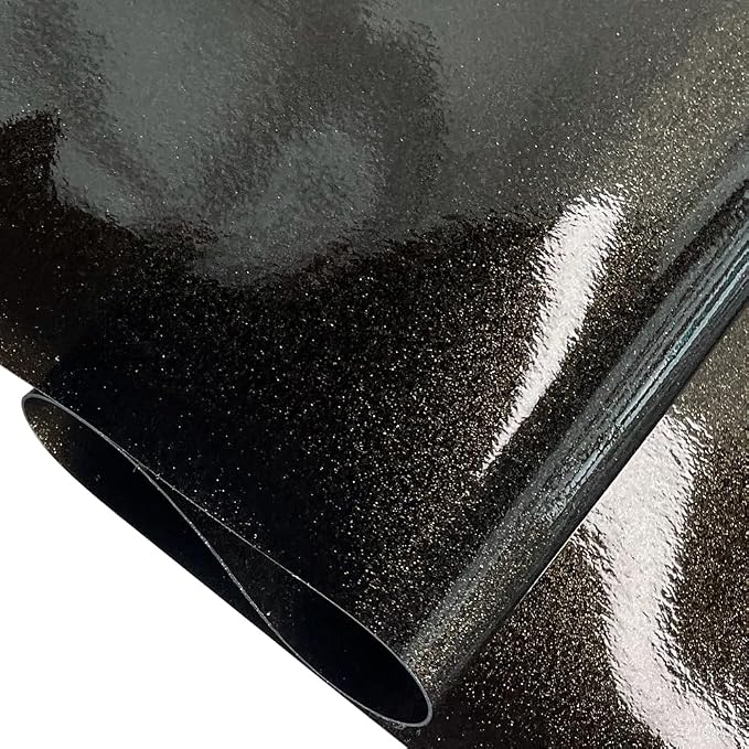 ONEART | Gray Transparent Glitter Vinyl Roll, 0.7 mm Solid Clear PVC Jelly