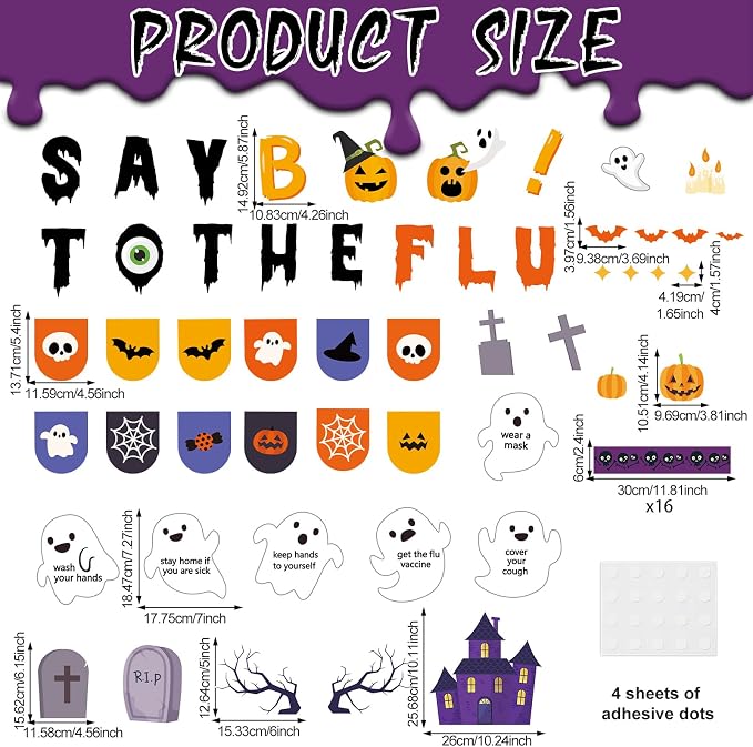 Halloween Ghost Bulletin Board Halloween Healthy Classroom Decorations Set Flu