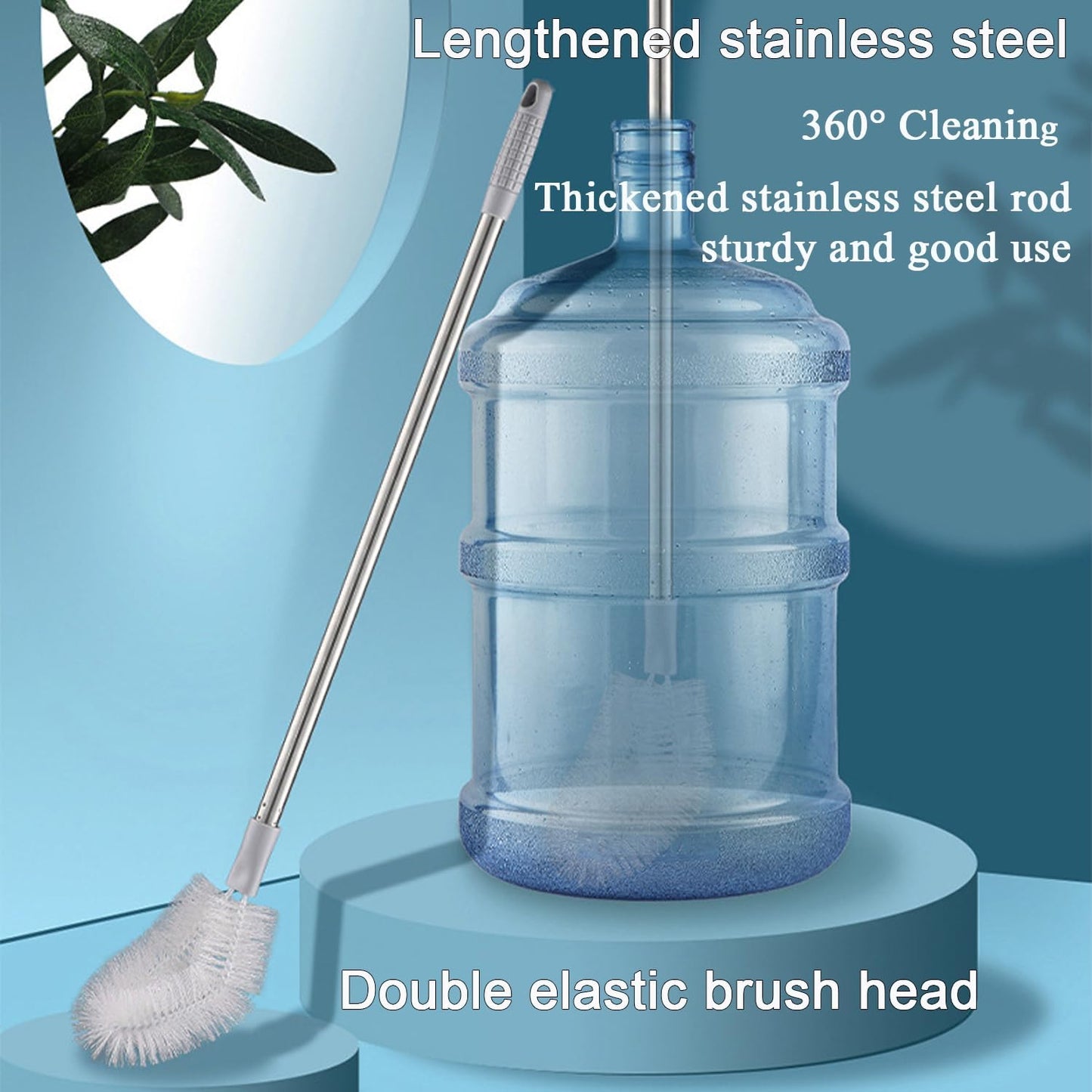 Stainless Steel Water Bucket Bottle Brush, Long Handle Scrubbing Brush, Bendable Brush Head Suitable for Cleaning 1 to 5 Gallon Buckets, 28 in (Pink)