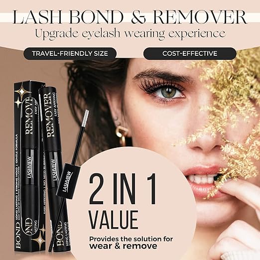 LASHVIEW 2 in 1 Lash Glue & Remover, Waterproof Mascara Adhesive
