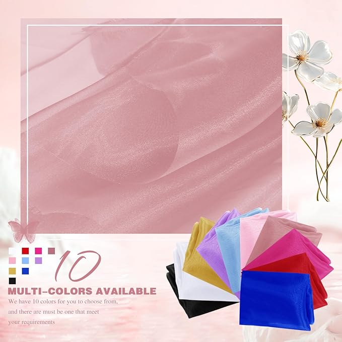 VACVELT Rose Gold Sheer Organza Fabric by The Yard 60" Wide | Semi-Transparent