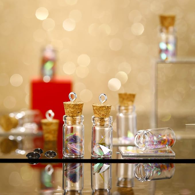 Yungyan 50 Pieces Small Mini Glass Bottles Jars