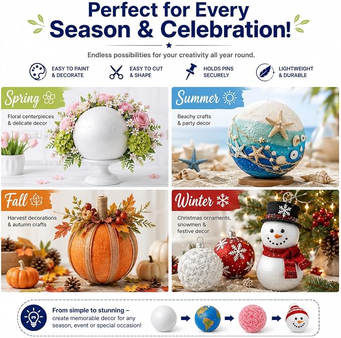 Evershine 2 Pack 8 Inch Craft Foam Ball