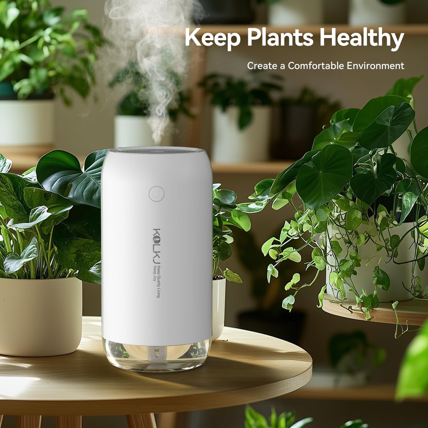 Portable Mini Humidifier, KQLKJ 350ml Small Cool Mist Humidifiers, USB Personal Desktop Humidifier for Bedroom Car Office Travel with Auto Shut-Off & 2 Mist Modes (White)