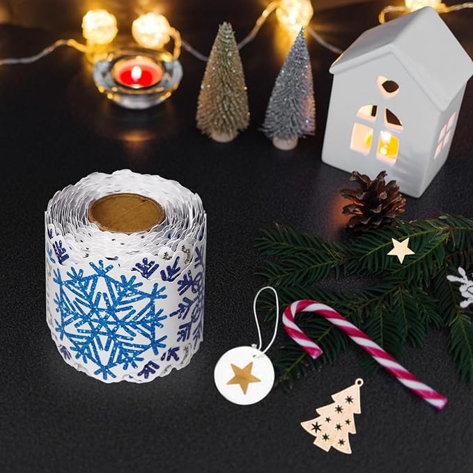 69 Feet Winter Snowflake Bulletin Board Borders, Shine Scalloped Borders