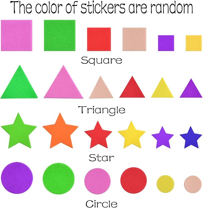 Coopay Foam Stickers Geometry Self-Adhesive Geometry Shapes Stickers Assorted