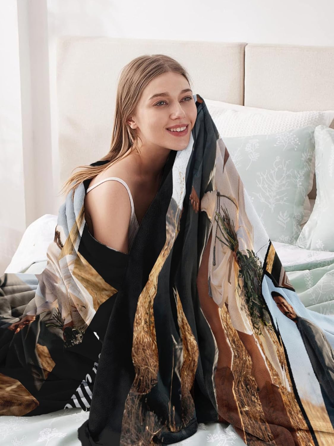 Custom Blanket with Photo Text Personalized Throw Blanket Customized Picture Blankets Personalized Gift Flannel Blanket for Birthday Gifts Valentines Day Gift