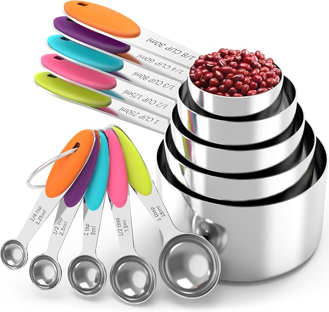 TILUCK Nesting Measuring Cups and Spoons Set, Stainless Steel