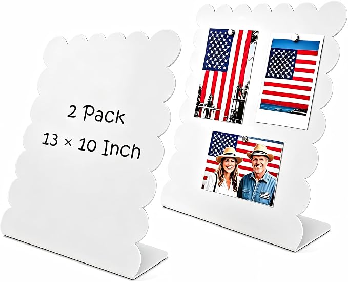 2 Pack Metal White Scalloped Magnet Display Board