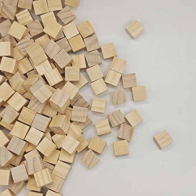 MUXGOA 200 Pcs Unfinished Wood Cubes, 1/2 inch Wooden Blocks