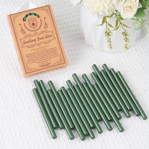 Pine Green Sealing Wax Sticks, WASOHLING 20Pcs Glue Gun Wax Seal Sticks