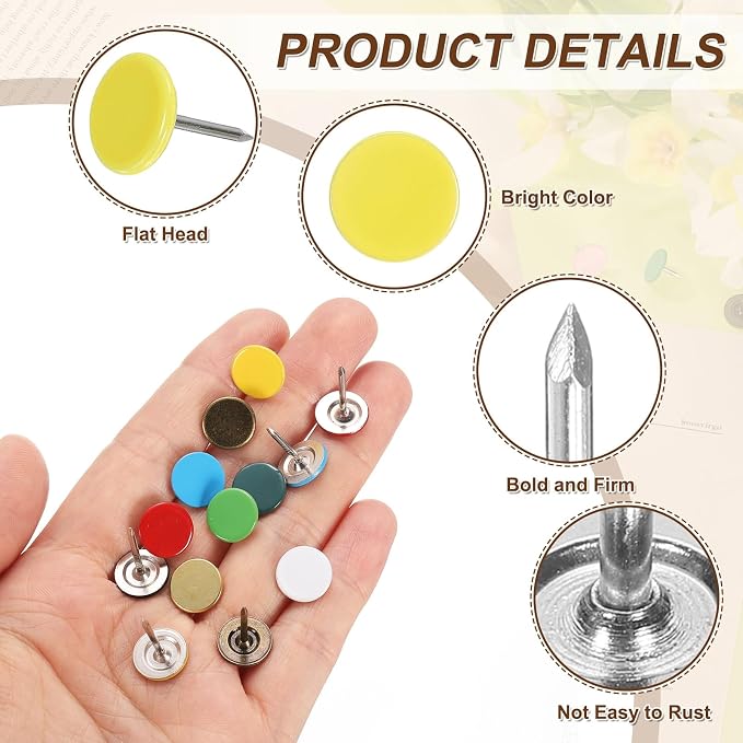 uxcell 150Pcs Upholstery Tacks, 11mmx15mm Flat Head Thumb Tack Decorative