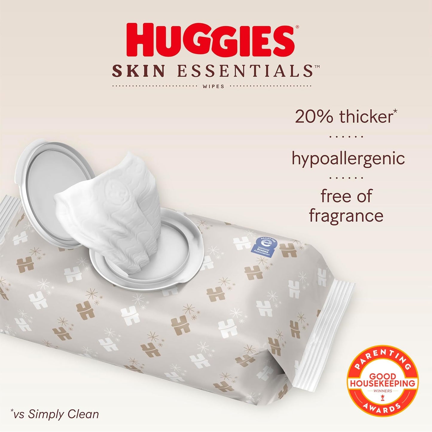 Huggies Skin Essentials Baby Wipes, Hypoallergenic, 99% Water, 6 Flip Top Packs (336 Wipes Total)
