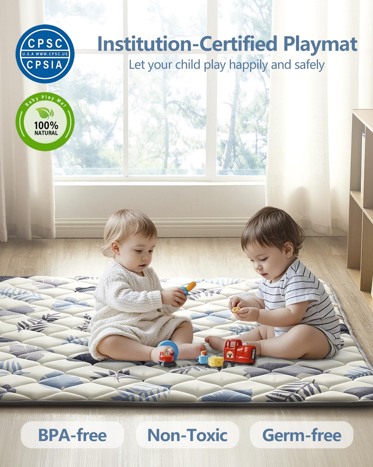 Baby Play Mat, Non-Slip Baby Mat for Floor, Soft Thicker Playpen Mat, Portable Playmat, Crawling Mat for Babies, Toddlers & Infants to Play and Learn（ 59"x59"）
