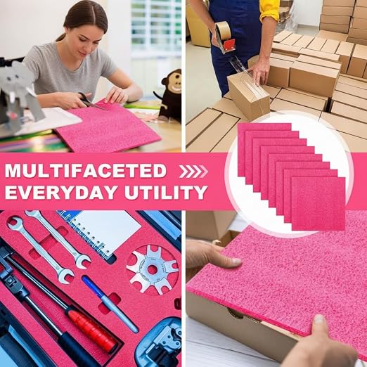 Pangda 4 Pcs 14.75 x 9.5 x 0.75 Inch Pink Polyethylene Foam Sheets Anti Static