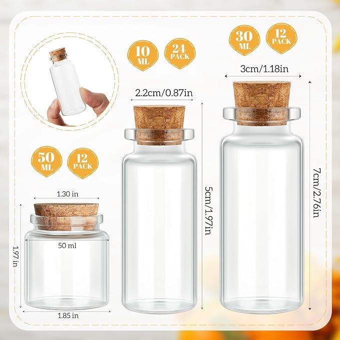 Patelai 48 Pcs Small Glass Jars