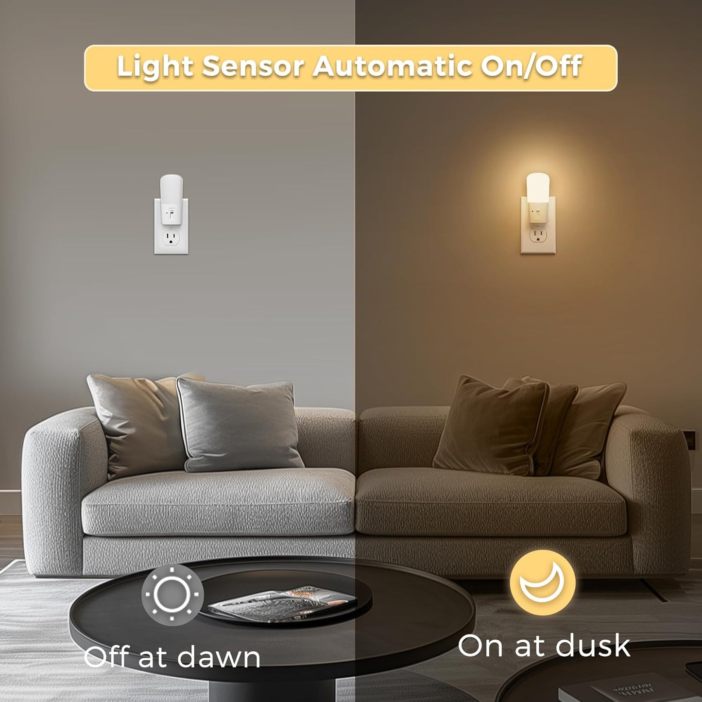 LOHAS Plug in Night Light, Dimmable LED Night Lights With Dusk to Dawn Sensor, Soft White 3000K Sleep Nightlight, Adjustable Brightness 5-80lm Mini Light for Nursery Kids Room Hallway Kitchen, 2 Pack