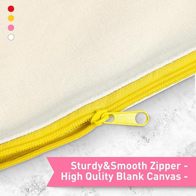 Reginary 80 Pack Canvas Zipper Makeup Bags Bulk Pencil Pouches Blank DIY Craft