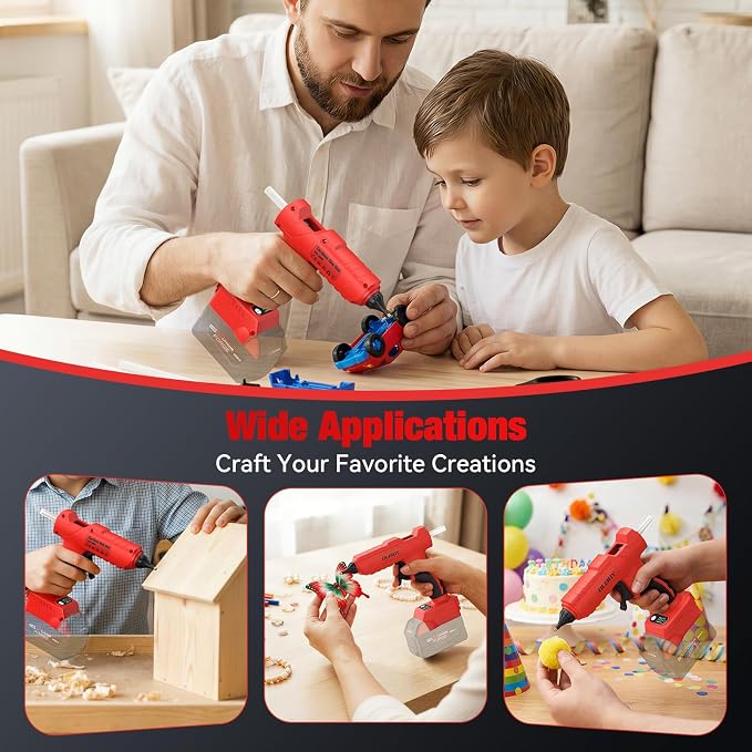 Cordless Hot Glue Gun for Mil-waukee M-18 Battery - 100W Hot Glue Gun and 35PCS